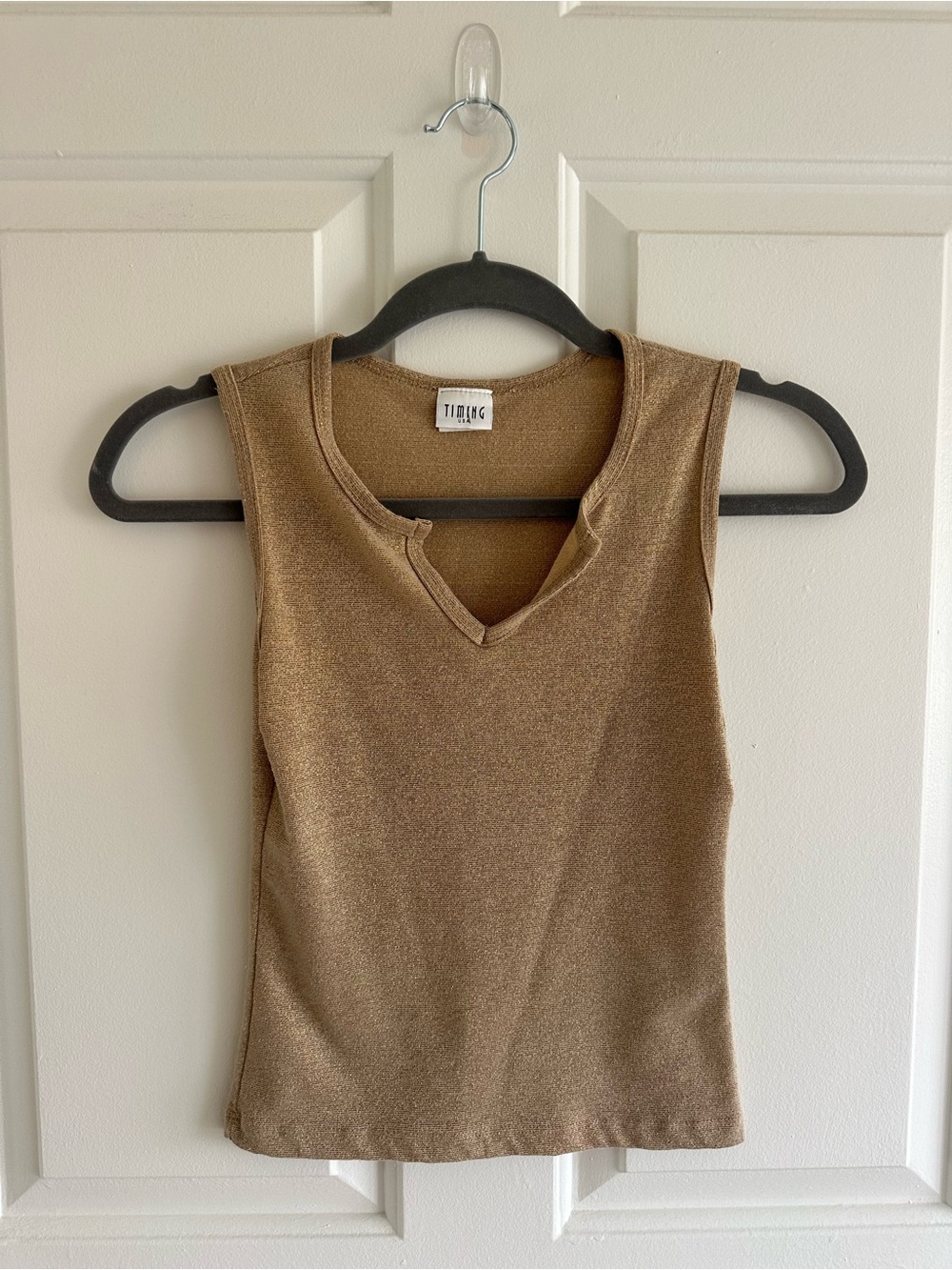 VINTAGE Sleeveless V-Neck Women’s Top in Gold Metallic
